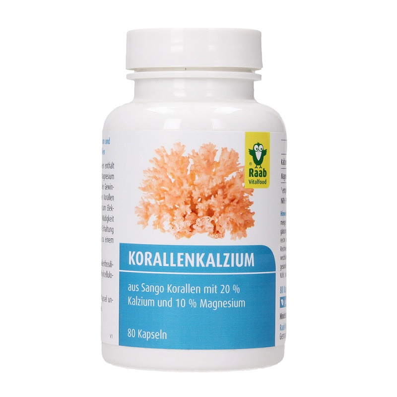 Calciu coral, 600 mg, 80 capsule naturale, Raab Vitalfood
