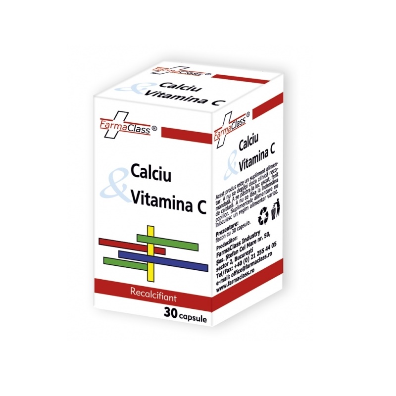 Calciu cu Vitamina C, 30 capsule, FarmaClass