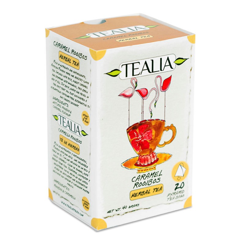 Ceai Rooibos cu aroma de caramel, fara cofeina (30100), 20 plicuri, Tealia