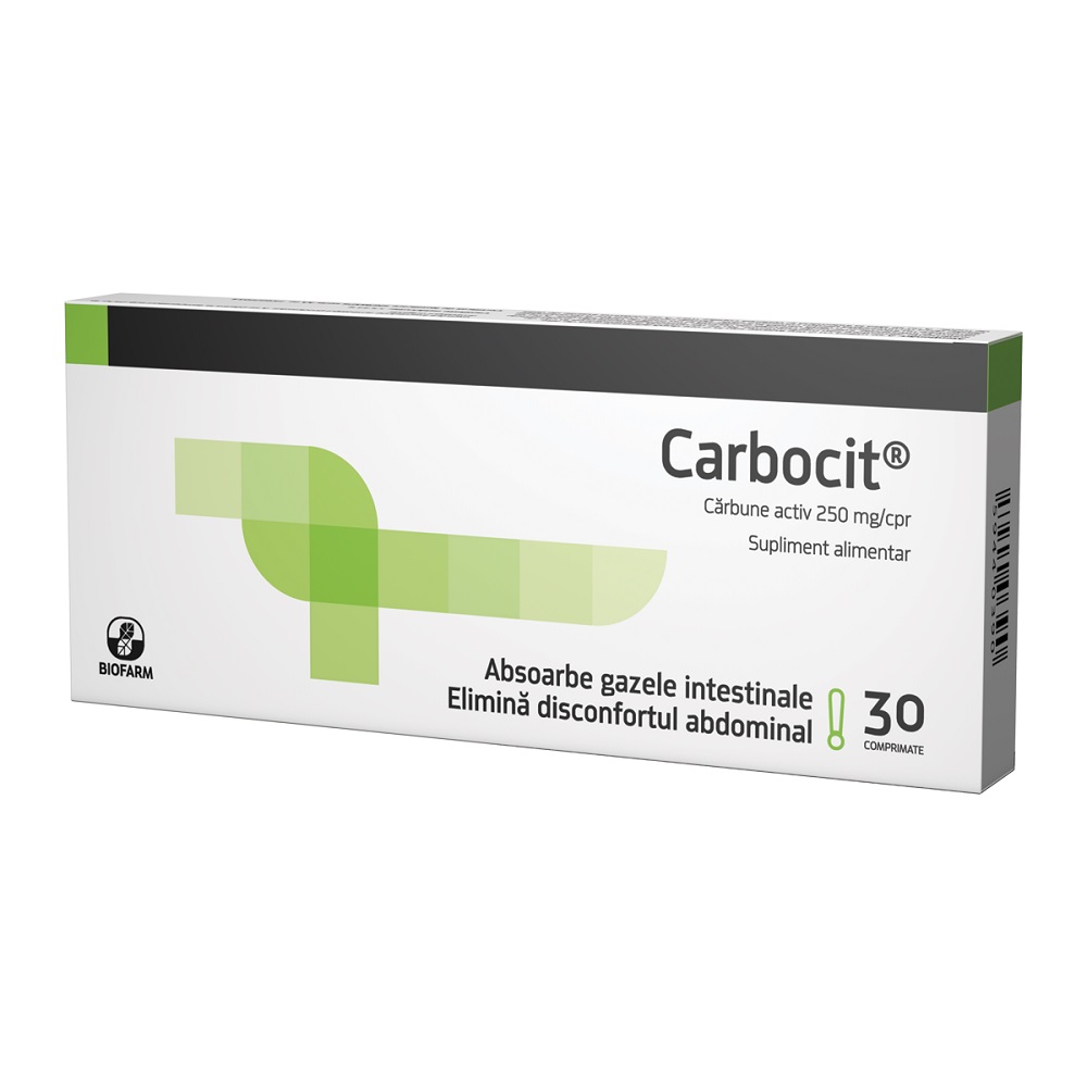 Carbocit, 30 comprimate, carbune activ 250mg/cpr, Biofarm