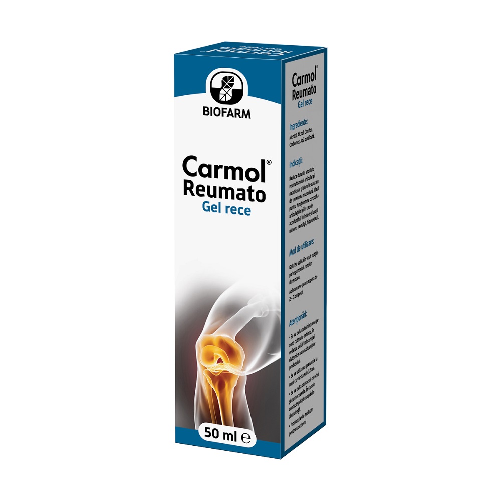 Unguent de carmolis pentru articulații Carmol Reumato, gel rece, 50 ml, Biofarm : Farmacia Tei