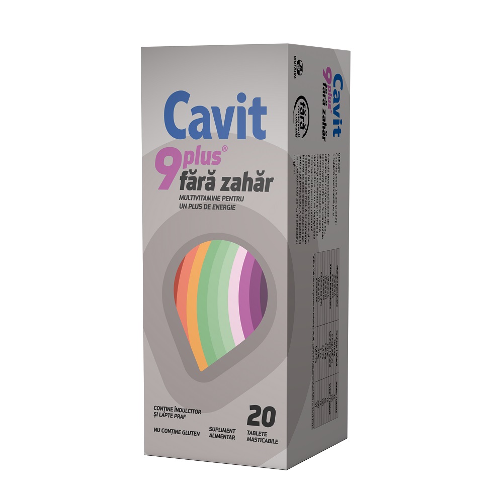 Cavit 9 plus fara zahar, 20 tablete, Biofarm