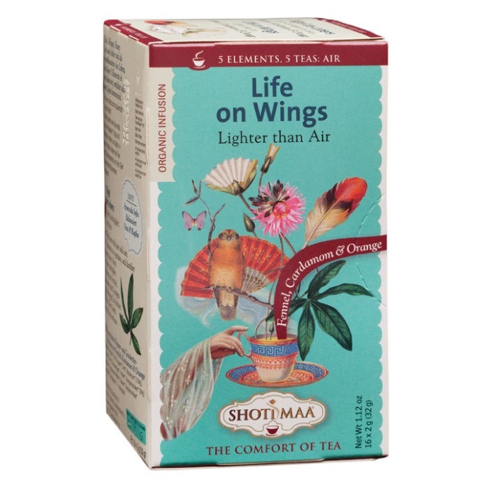 Ceai Bio cu fenicul, cardamom, portocale Elements Life on Wings Lighter than Air, 16 plicuri, Shoti Maa