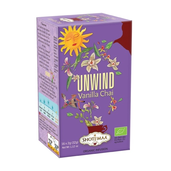 Ceai Bio cu vanilie Sundial Unwind, 16 plicuri, Shoti Maa