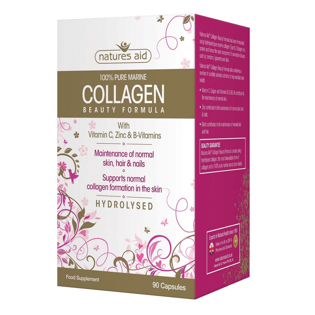 Collagen Beauty Formula cu vitamina C, zinc si vitamina B, 90 capsule, Natures Aid