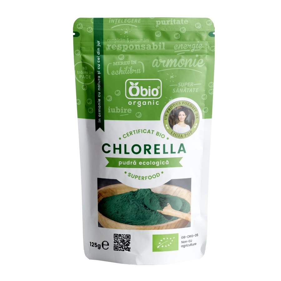 Chlorella pulbere ecologica, 125 g, Obio