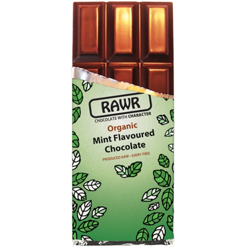 Ciocolata organica cu gust de menta, 30 g, Rawr