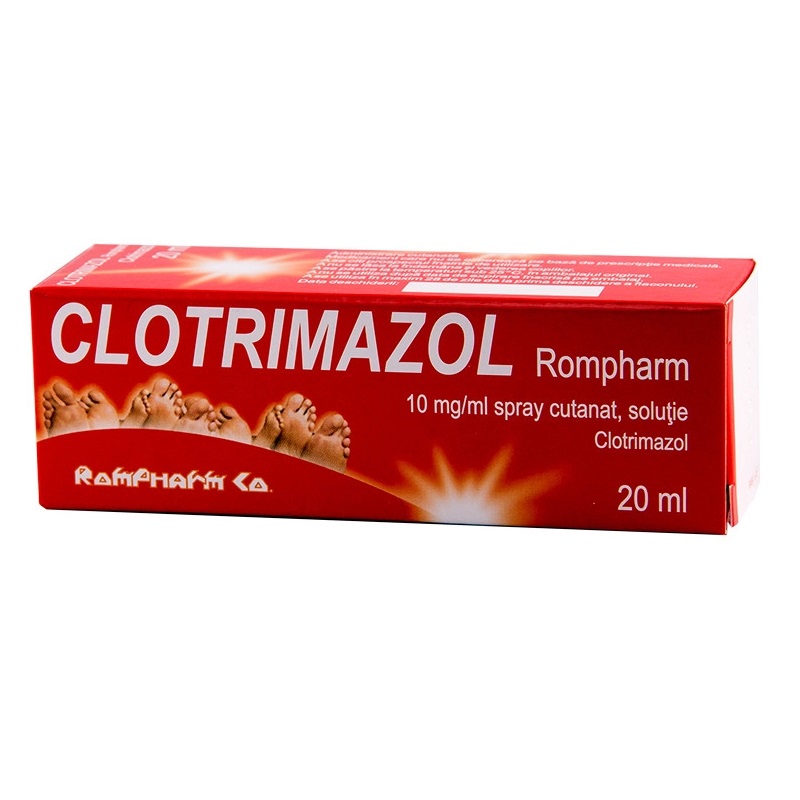 Clotrimazol 10 mg/ml sray cutanat solutie, 20 ml, Rompharm