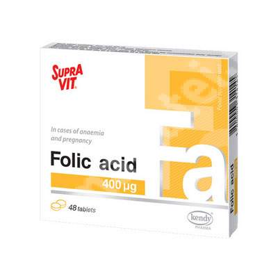 Acid Folic 400mg Supra Vit, 48 tablete, Kendy