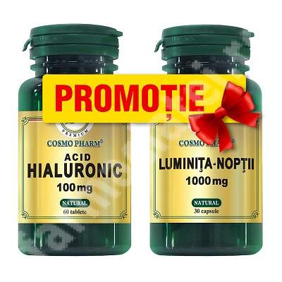 Acid hialuronic 100 mg, 60 tablete + Luminita-noptii 1000 mg, 30 capsule, Cosmopharm