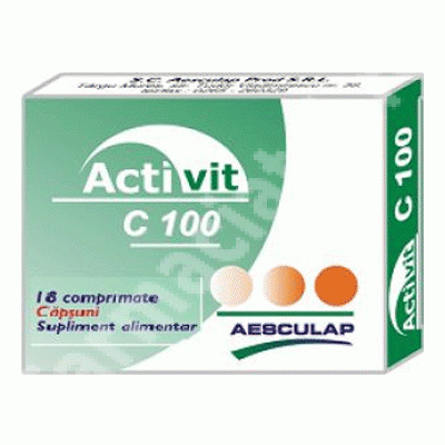 Activit C 100 cu aroma de capsuni, 18 comprimate, Aesculap