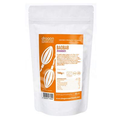 Baobab pulbere raw Eco, 100 g, Dragon Superfoods