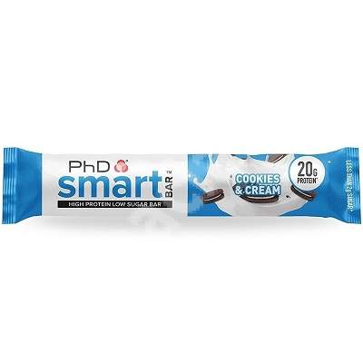 Baton proteic PhD Smart Bar Cookies & Cream, 64 g, PhD Nutrition 