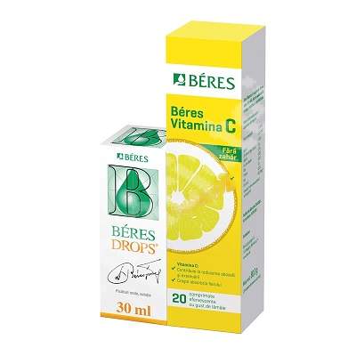 Beres drops, 30 ml + Vitamina C 60 mg, 20 comprimate efervescente,, Beres Pharmaceuticals Co