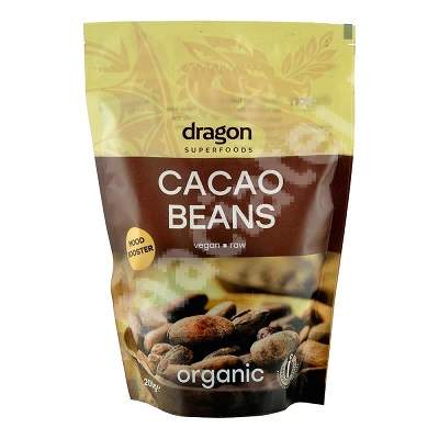 Boabe de cacao Bio intregi, 200 g, Dragon Superfoods