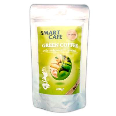 Cafea verde Bio macinata decofeinizata cu cardamom, 200 g, Smart Cafe