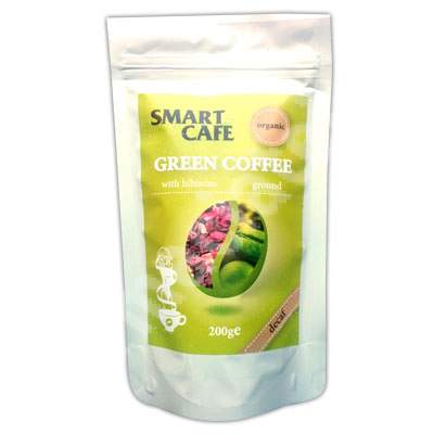 Cafea verde Bio macinata decofeinizata cu hibiscus, 200 g, Smart Cafe