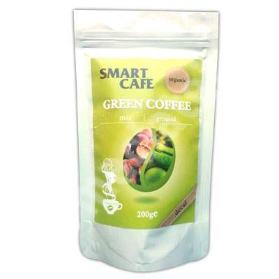 Cafea verde si cafea prajita Bio macinata decofeinizata, 200 g, Smart Cafe