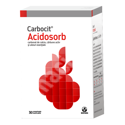 Carbocit Acidosorb, 30 comprimate masticabile, Biofarm
