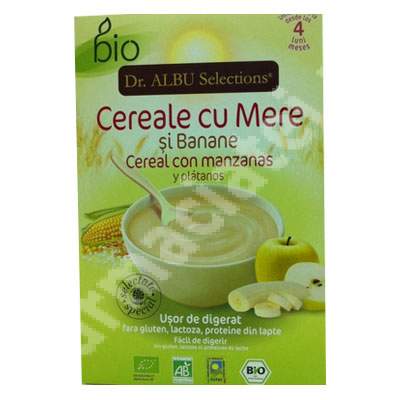 Cereale Bio cu miere si banane, Gr. 4 luni, 250 g, Dr. Albu Selections