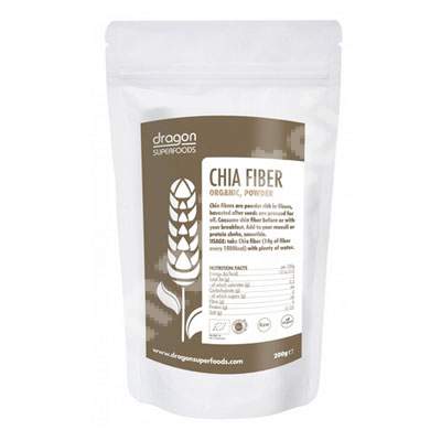 Chia fibre pudra raw Bio, 200 g, Dragon Superfoods