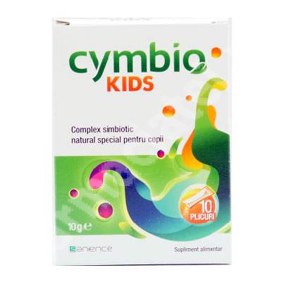 Complex simbiotic natural pentru copii cu tulburari digestive Cymbio Kids, 10 plicuri, Sanience