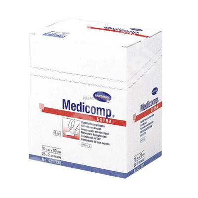 Comprese extra absorbante din material netesut Medicomp Extra, 10x10 cm (421735), 25 bucati, Hartmann