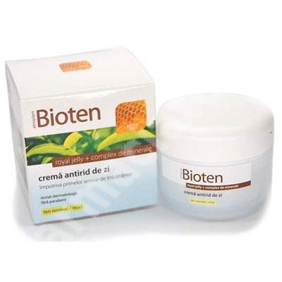 Crema antirid de zi Royal Jelly Complex de minerale ten normal si mixt Bioten, 50 ml, Sarantis
