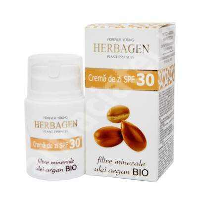Crema de zi cu ulei de argan Bio, SPF 30, 50 g, Herbagen
