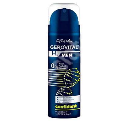 Deodorant antiperspirant H3 Men Confident, 150 ml, Gerovital