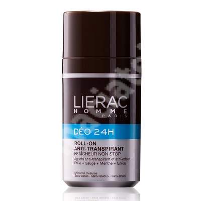 Deodorant antiperspirant roll-on 24H Homme, 50 ml, Lierac