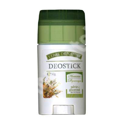 Deodorant Deostick Homme Dynamique cu Salvie si Glicerina, 50 g, Verre de Nature