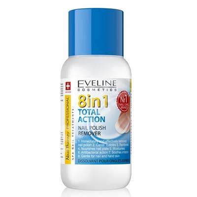 Dizolvant pentru unghii Total Action 8 in 1, 150 ml, Eveline Cosmetics