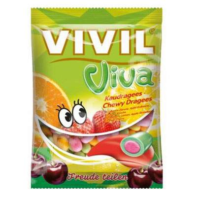 Drajeuri gumate cu aroma de fructe Viva, 165 g, Vivil
