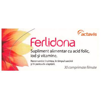 Supliment alimentar cu acid folic,iod si vitamine Ferlidona, 30 capsule, Actavis