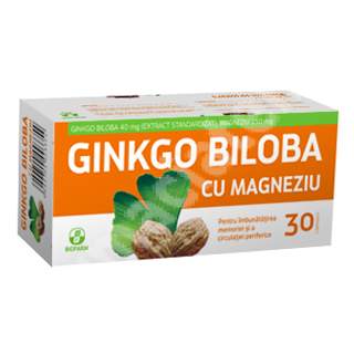 Ginkgo Biloba cu Magneziu, 30 comprimate, Biofarm