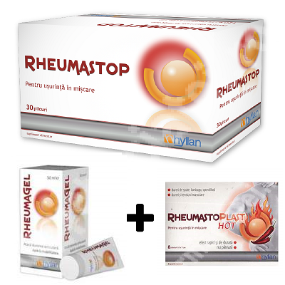 Kit Rheumastop, 30 plicuri + Rheumagel, 50 ml + Rheumastopl : Farmacia Tei online