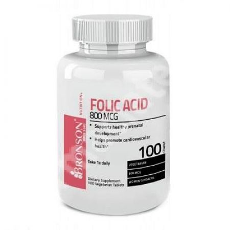 Acid folic 800 mcg, 100 tablete, Bronson Laboratories