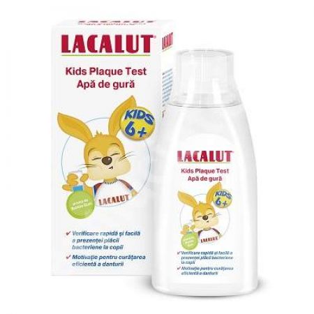 Apa de gura pentru copii peste 6 ani Lacalut Kids Plaque Test, 300 ml, Theiss Naturwaren