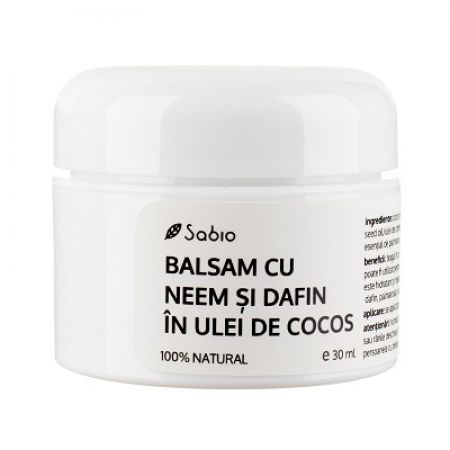 Balsam cu Neem si dafin in ulei de cocos, 30 ml, Sabio