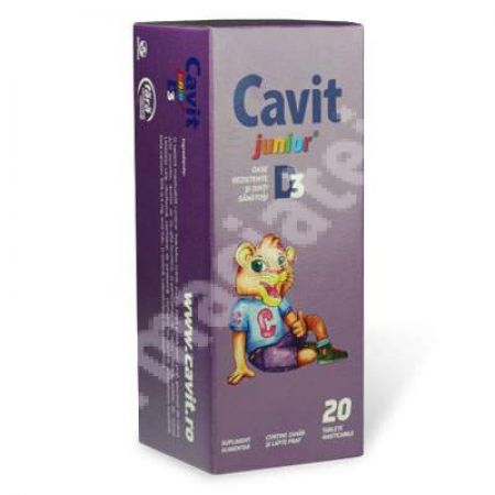 Cavit Junior D3, 20 tablete masticabile, Biofarm
