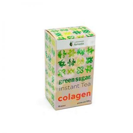 Ceai verde instant cu Green Sugar si colagen,10 stickuri, Remedia