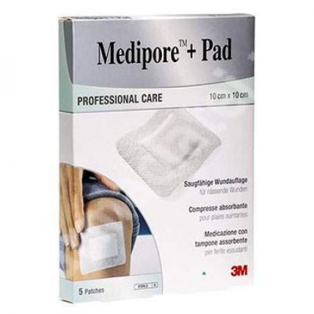 Comprese absorbante Medipor+Pad, 10cm x 10cm, 5 bucati, 3M
