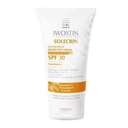 Crema cu protectie solara rezistenta la apa pentru ten cuperozic SPF 30 Solecrin, 50 ml, Iwostin