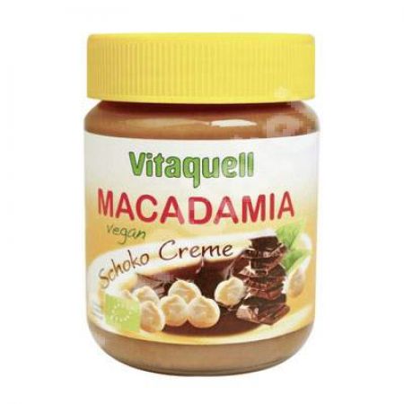 Crema vegana de ciocolata cu nuca de macadamia, 250 g, Vitaquell