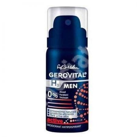 Deodorant antiperspirant H3 Men Active, 40 ml, Gerovital