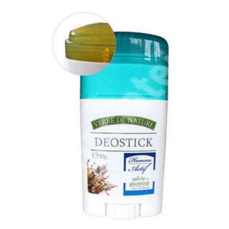 Deodorant Deostick Homme Actif cu Salvie si Glicerina, 50 g, Verre de Nature