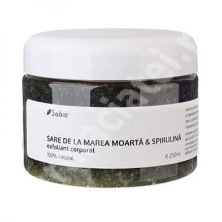 Exfoliant corporal cu sare de la Marea Moarta si spirulina, 250 ml, Sabio