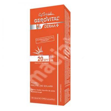 Fluid protectie solara SPF 20 H3 Derma+, 150 ml, Gerovital
