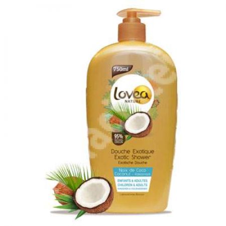Gel de dus hidratant cu extract de cocos pentru copii si adulti, 750 ml, Lovea